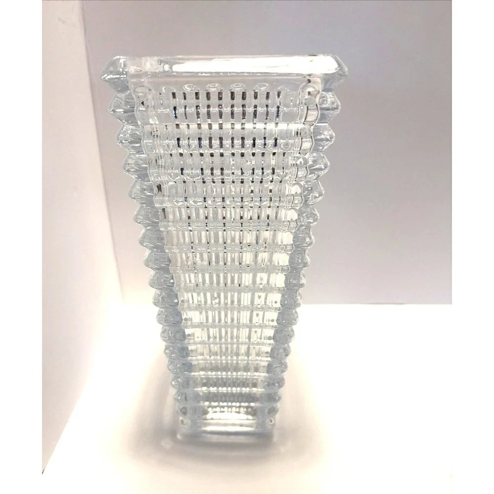 Large Rectangular Vase in the Style of Baccarat Crystal Modern Clear Sparkly Eye